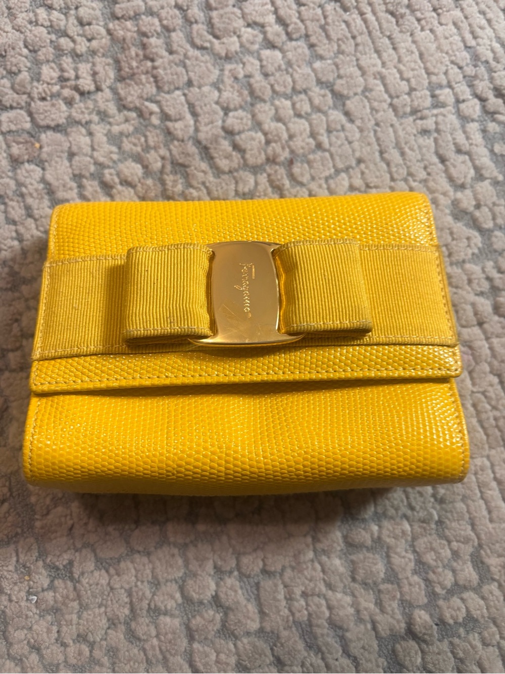 Vintage Salvatore Ferragamo Yellow Vara Bow Wallet/ clutch